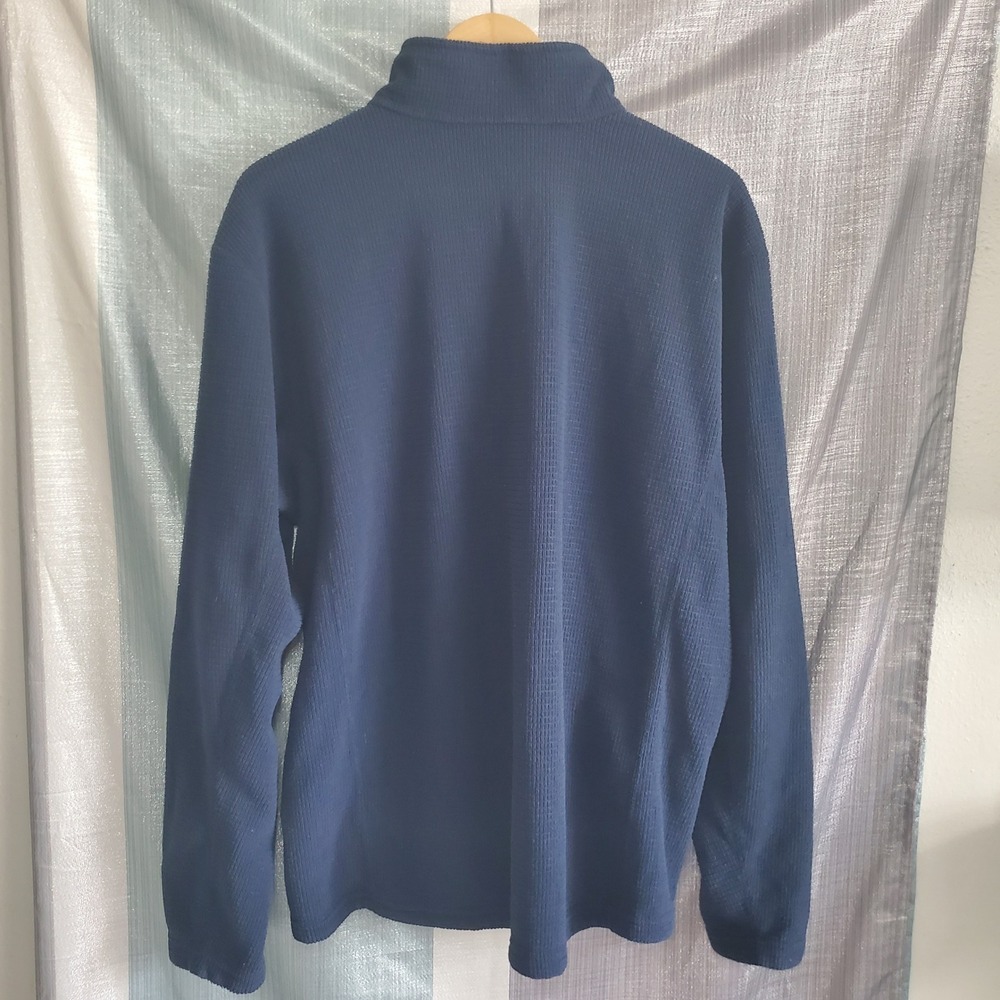 The North Face Mens XL Navy Blue Waffle Grid Fleece Quarter Zip Pullover - Picture 2 of 9